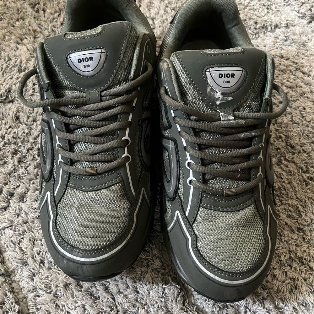 Dior Gray Sneakers High-Top Style with Mesh Fabric